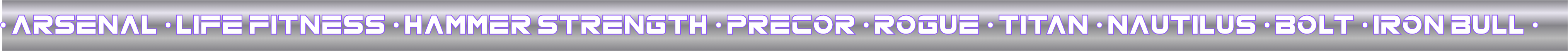 Arsenal, Life Fitness, Hammer Strength, Precor, Rogue, Titan, Nautilus, Bolt, Iron Bull
